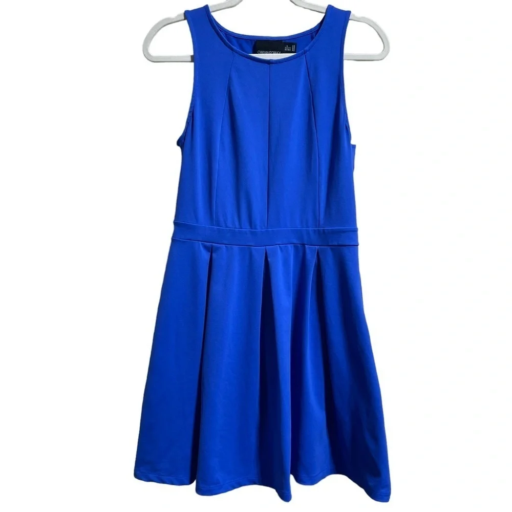 cynthia rowley blue dress Cynthia Rowley Blue Pleated A-Line Sleeveless Dress Women’s Size Small